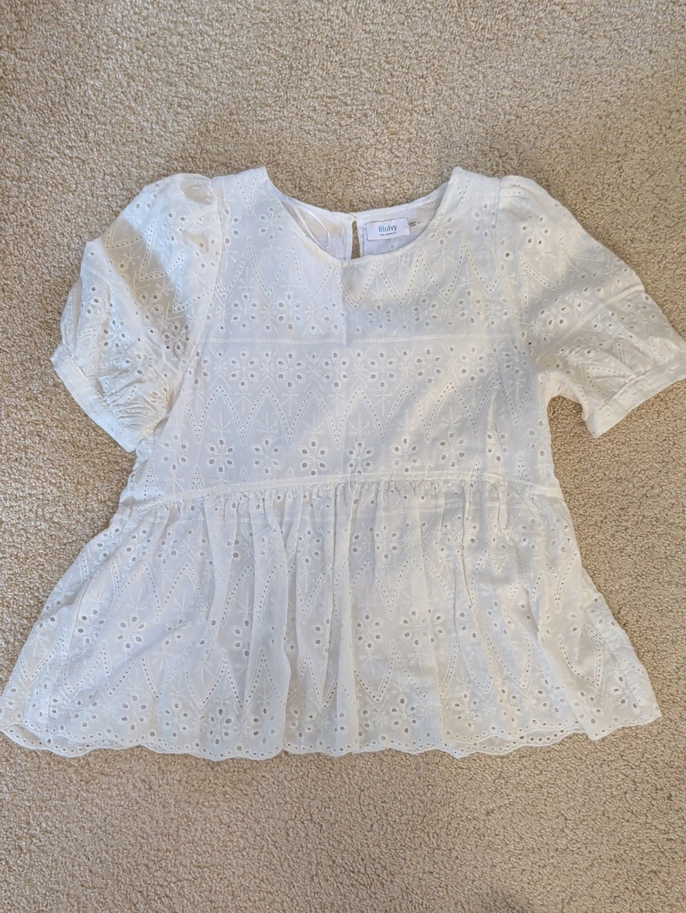 Bluivy Ivory Eyelet Peplum Blouse